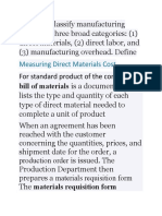 Measuring Direct Materials Cost: For Standard Product of The Company