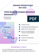Role of Human Resource Manager-V.sharavani