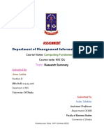 Assignment: Department of Management Information System