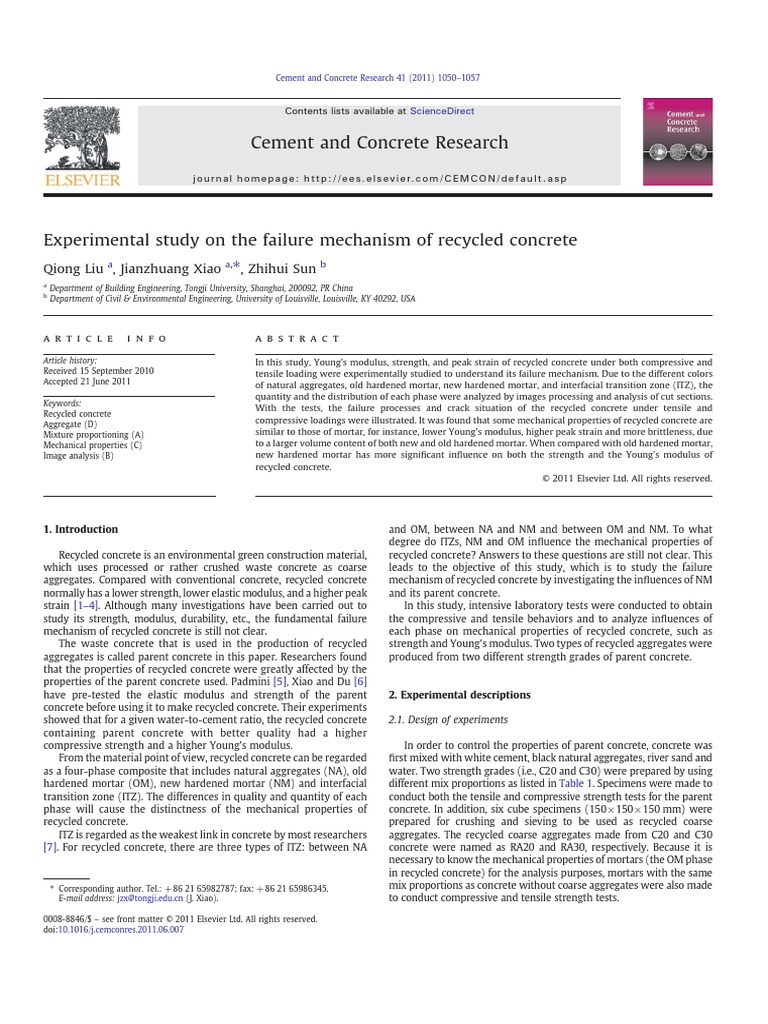 Experimental Study On The Failure Mechanism of Recycled Concrete | PDF ...