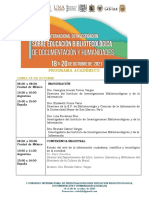 Programa Del 1er Congreso Internacional de Investigación Sobre Educación Bibliotecológica de Documentación y Humanidades