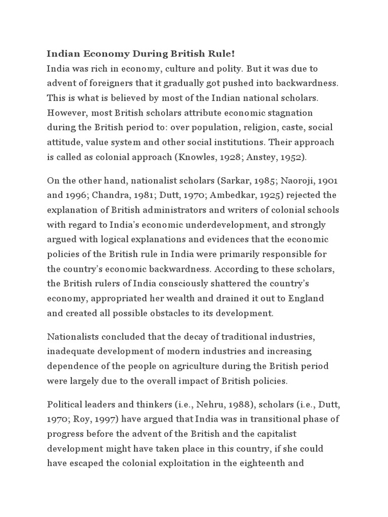 Indian Economy During British Rule | PDF | British Raj | Expense
