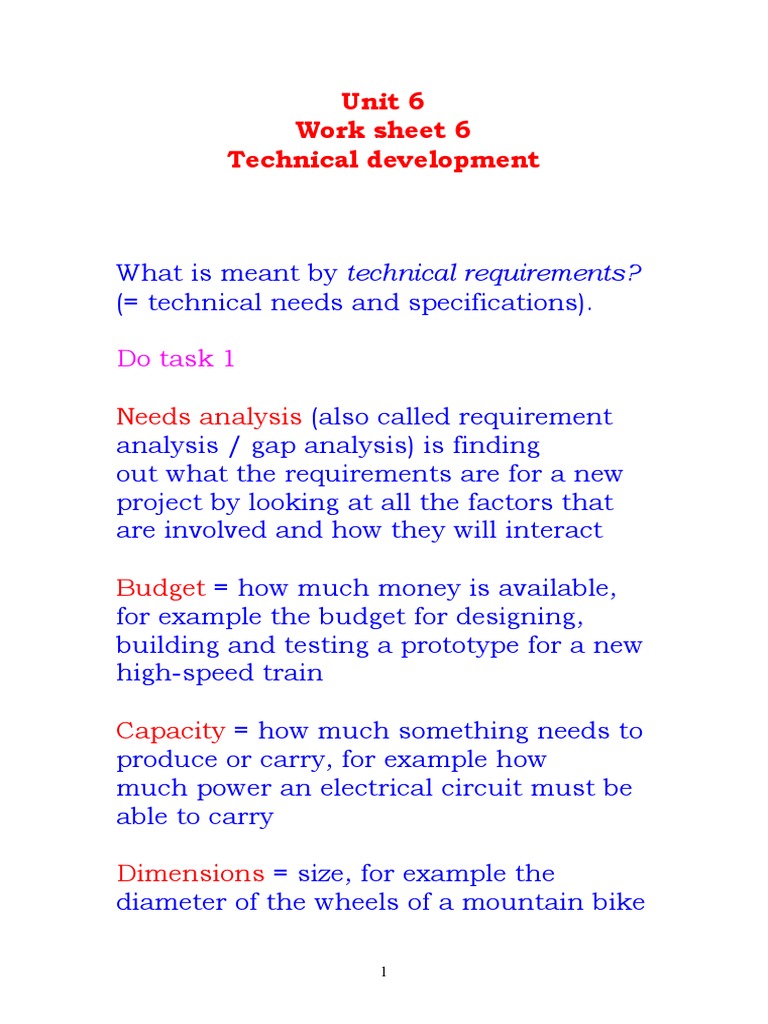 Unit 6 Work Sheet 6 Technical Development: Do Task 1 | PDF | Simulation ...