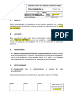 Procedimiento para la Elección, Inspección, Reposición, Uso y Cuidado de los EPP