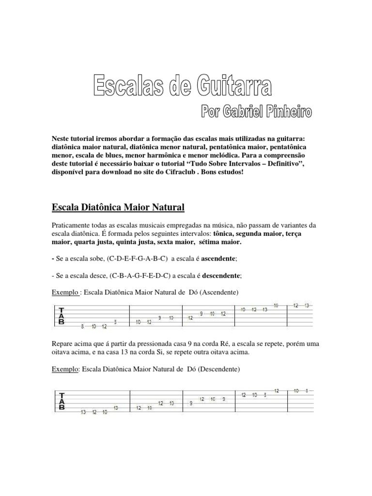 Formação das principais escalas na guitarra | PDF | Escala (música ...