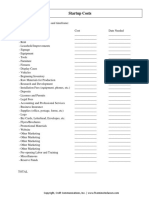Startup Costs Worksheet PDF