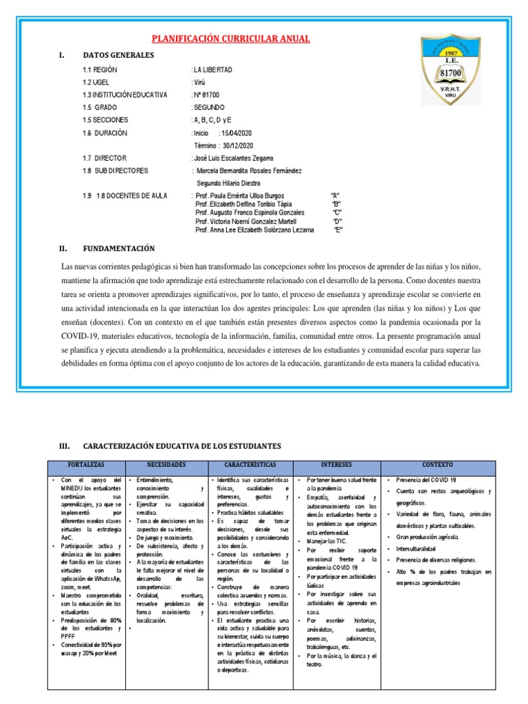PROGRAMA CURRICULAR ANUAL - Segundo | PDF | Evaluación | Plan de estudios