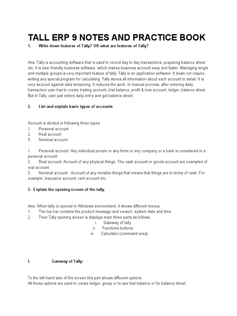 Tally ERP 9 Notes and Shortcuts Guide | PDF | Expense | Banks