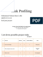 Risk Profiling: Muhammad Salman Khan Lodhi MBIW-F19-018 Saaf Pani Project