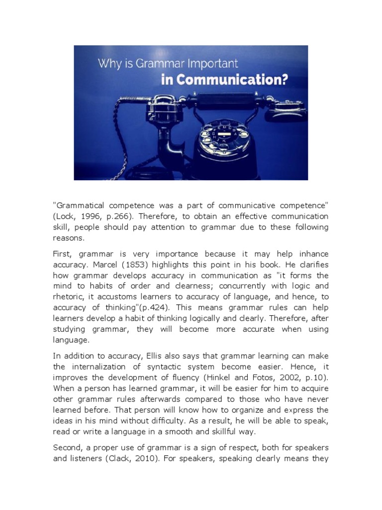 The Importance of Grammar in Communication | PDF