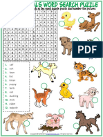 Baby Animals Vocabulary Esl Word Search Puzzle Worksheet For Kids