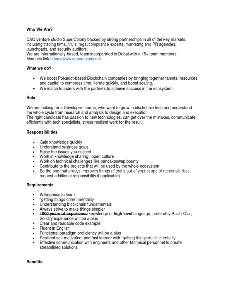 Supercolony - Developer Intern Program | PDF | Cognition | Communication