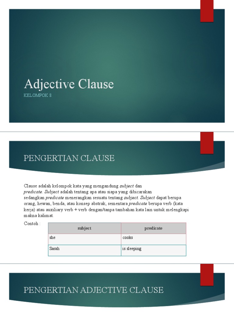 Adjective Clouse | PDF | Filsafat | Seni & Disiplin Bahasa