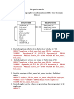 Sub queries exercise database employees departments