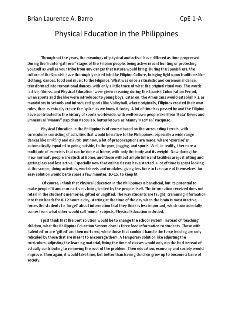 Physical Education in The Philippines | PDF | Physical Education