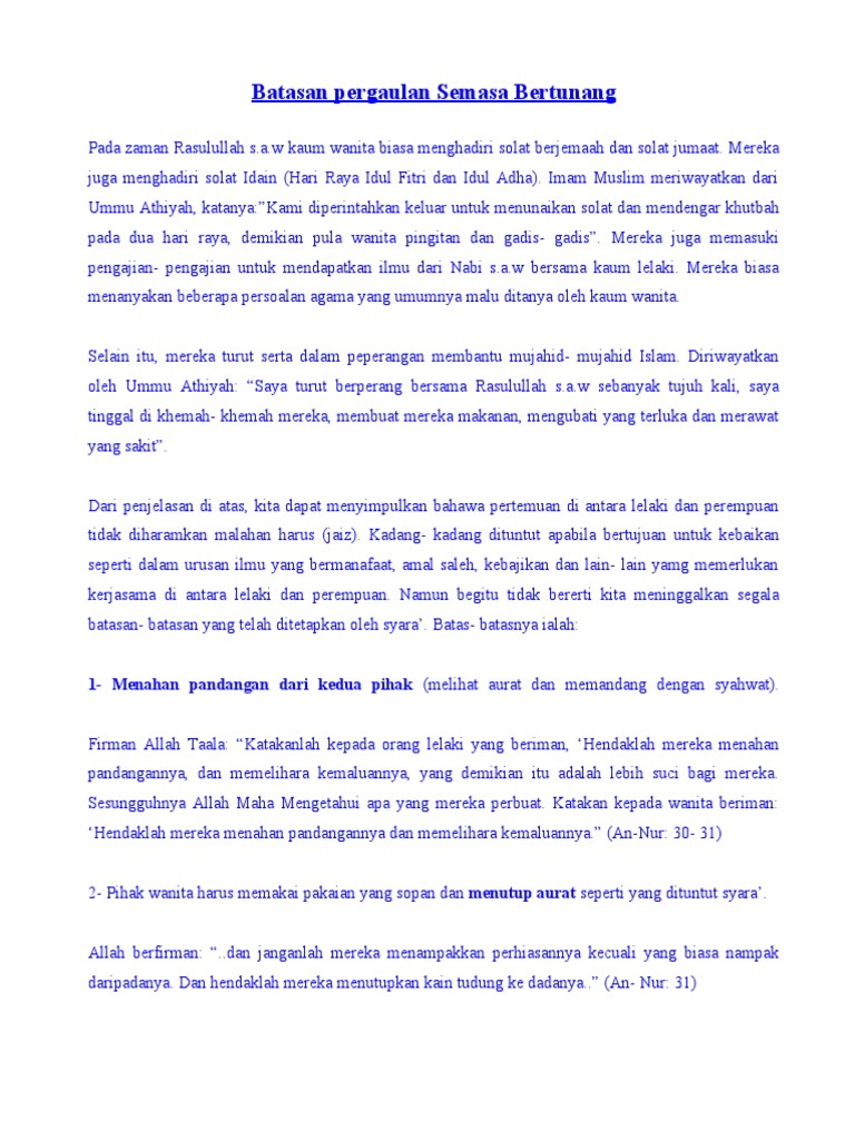 Batasan Pergaulan Semasa Bertunang Pdf