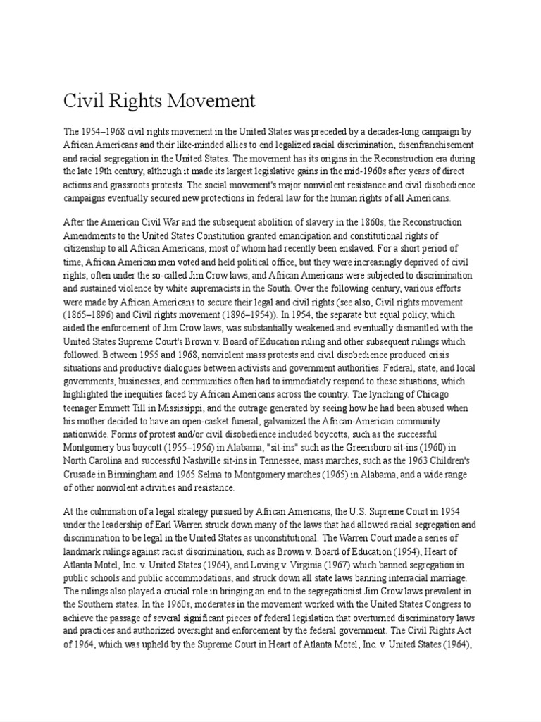 civil rights movement essay prompts