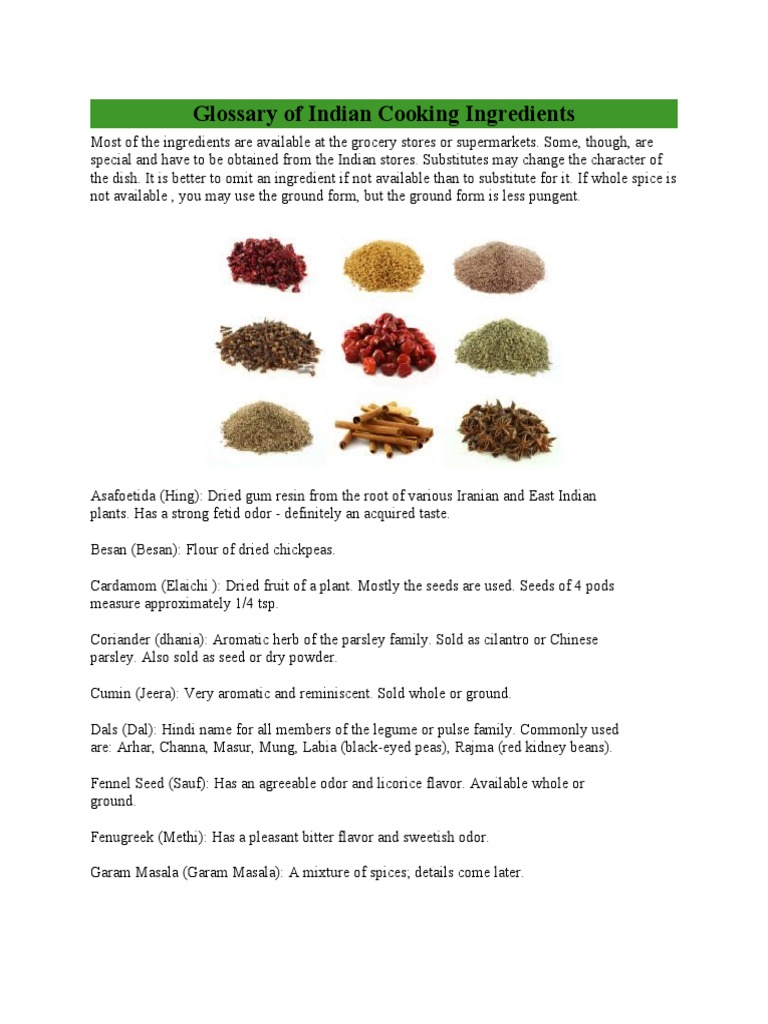 Glossary of Indian Cooking Ingredients PDF Cooking Coriander