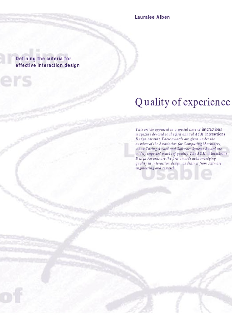 Alben - Quality of Experience | PDF | Design | Usability