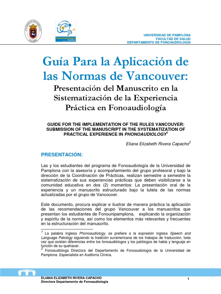 Guia Normas Vancouver Sistematizacion Publicación Ensayo clínico