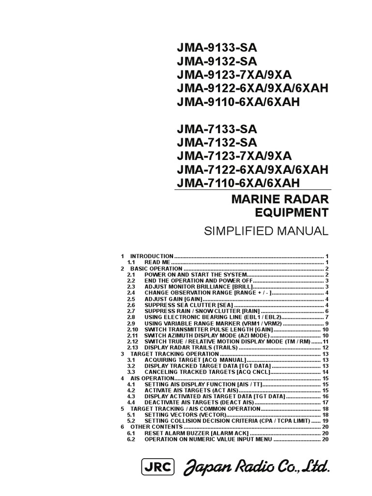 (E49) Simplified Manual For Marine Radar Equipment PDF Radar Navigation