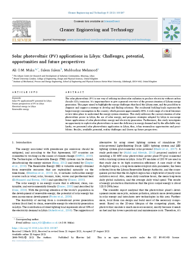 Cleaner Engineering and Technology Ali O.M. Maka, Salem Salem