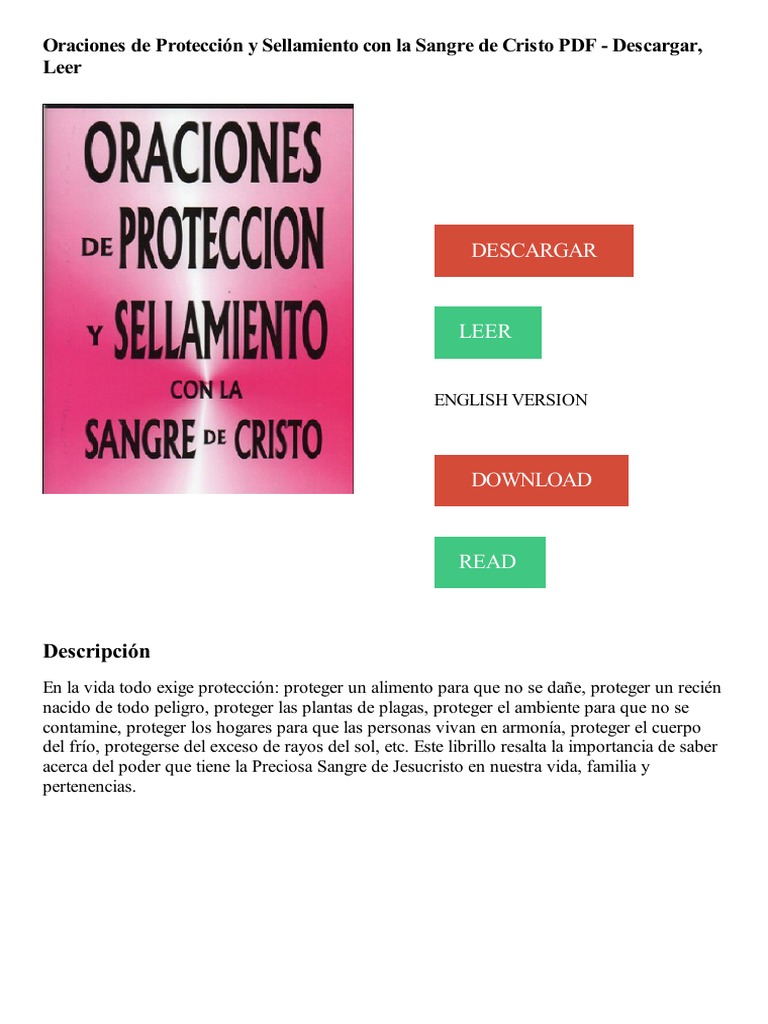 Oraciones de Protección y Sellamiento Con La Sangre de Cristo PDF ...