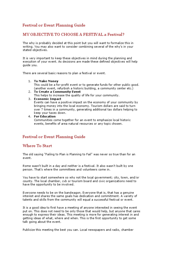 Festival Planning Essentials Guide | PDF | Advertising | Sponsor ...