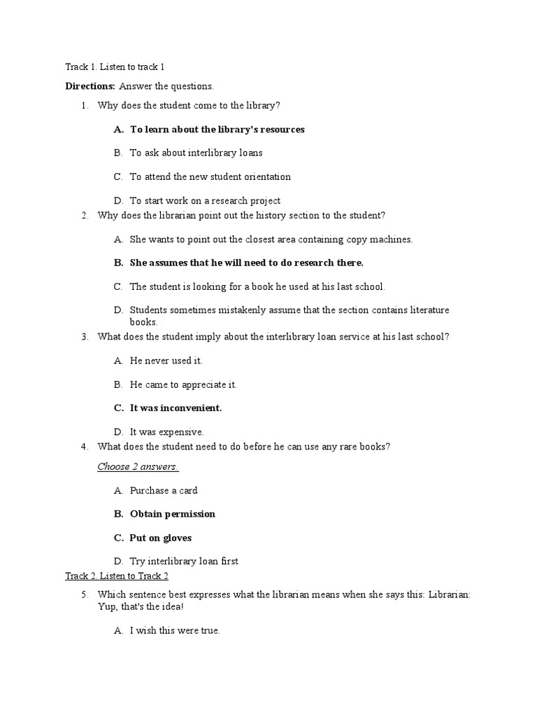 Listening Sample Items Track 1 2, Lecture 2 PDF Libraries
