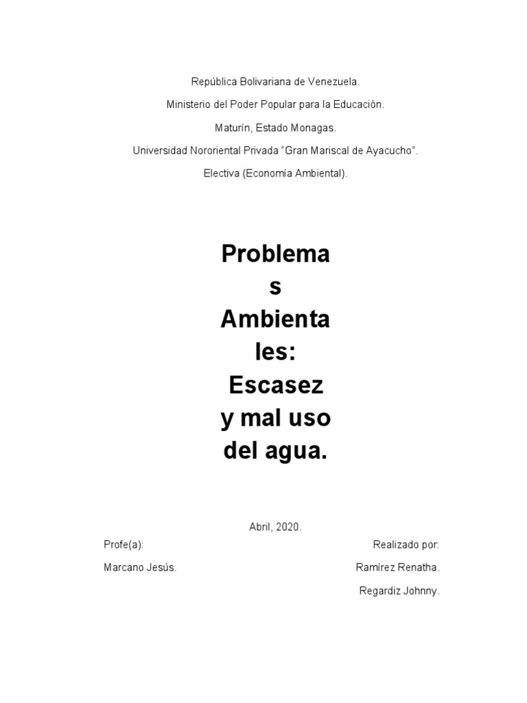 Escasez y Mal Uso Del Agua | PDF | Agua | Escasez de agua