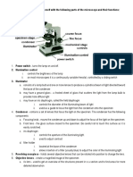 A. Identify and Familiarize Yourself With The Following Parts of The Microscope and Their Functions