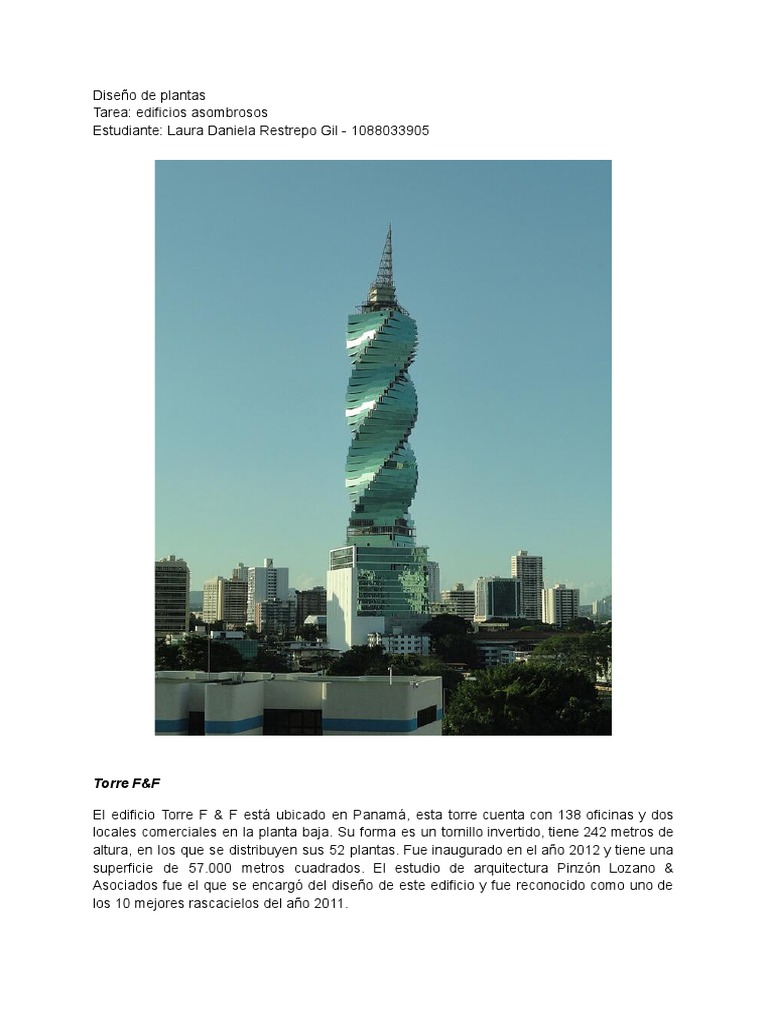 Torre F&F: Innovación Arquitectónica | PDF | Hormigón | Torre