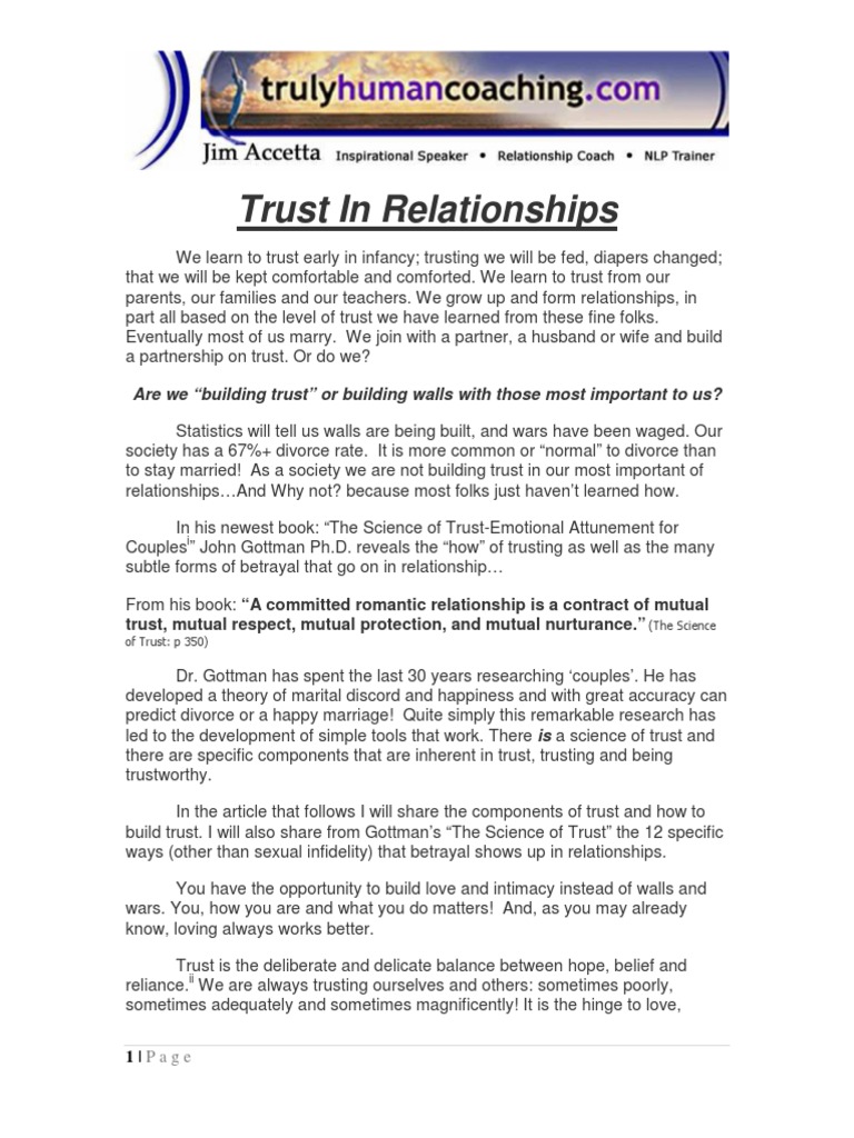 Trust in Relationships | PDF | Infidelity | Marriage