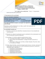 Guía de Actividades y Rúbrica de Evaluación - Unidad 1 - Tarea 1 - Presentación Audiovisual Del Perfil Profesional
