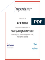 Certificate of Completion For Public Speaking For Entrepreneurs #Asifalmahmood