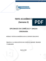 Texto académico 2, La educación en un contexto bilingue, trilingue y plurilingue (1)