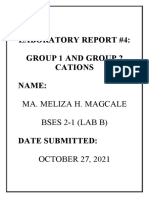 Laboratory Report #4: Group 1 and Group 2 Cations Name:: Ma. Meliza H. Magcale Bses 2-1 (Lab B)