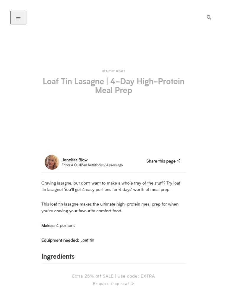 Loaf Tin Lasagne 4Day HighProtein Meal Prep MYPROTEIN™ PDF