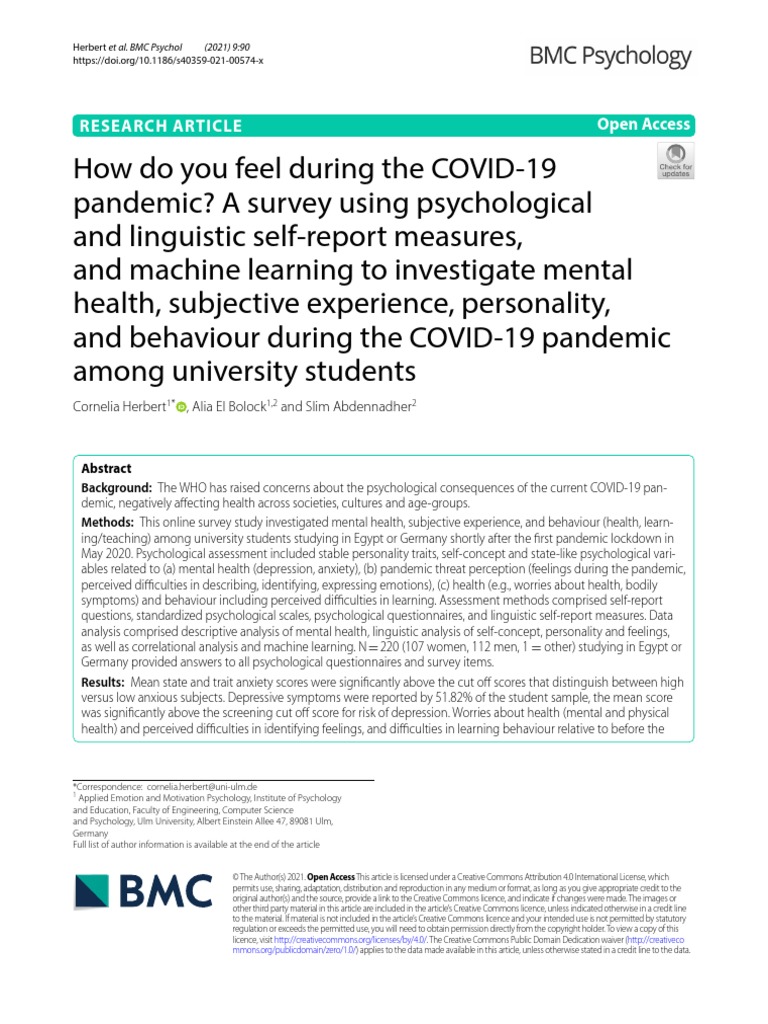 How Do You Feel During The COVID-19 | PDF | Psychology | Survey Methodology
