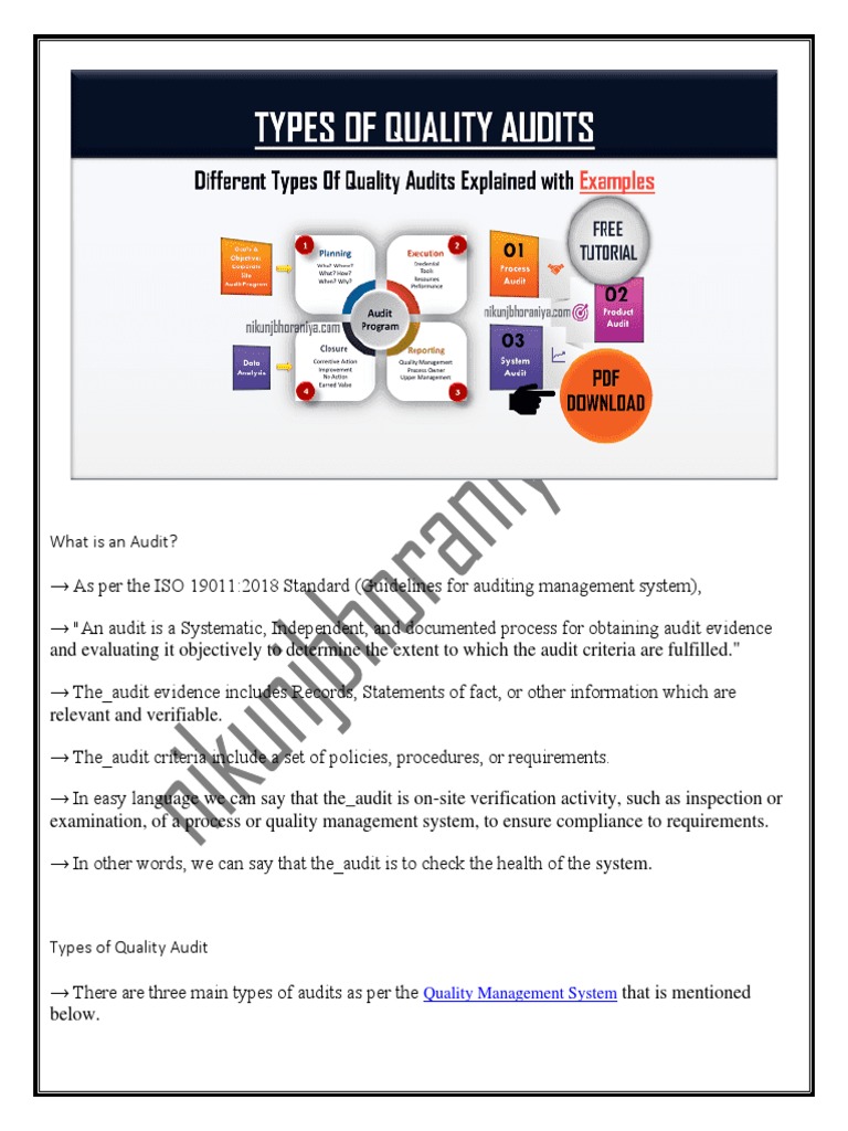 79.B Types of Quality Audits PDF Audit Auditor's Report