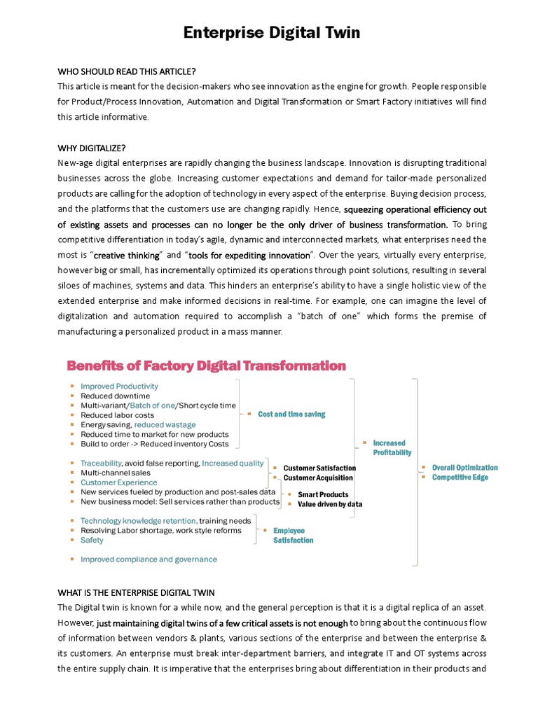 Enterprise Digital Twin | PDF | Internet Of Things | Analytics