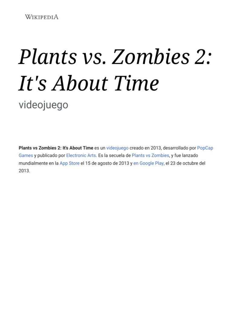 Plants vs Zombies 2: It's About Time, Wiki