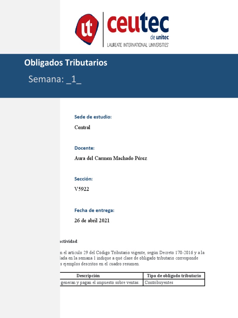 Clases de Obligados Tributarios según Código | PDF | Finanzas y dinero