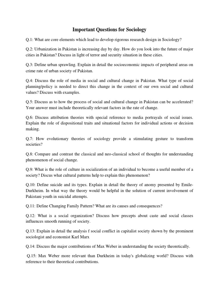 Key Questions in Sociology | PDF | Sociology | Gender Studies