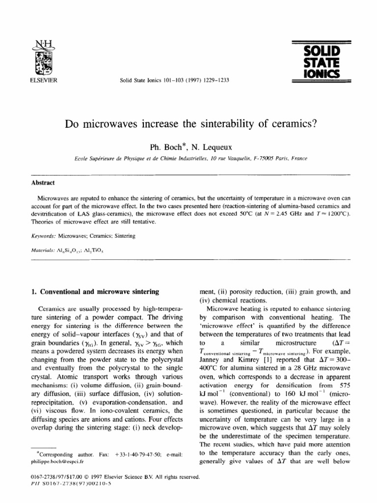 Microwave Effects on Ceramic Sintering | PDF | Sintering | Ceramics