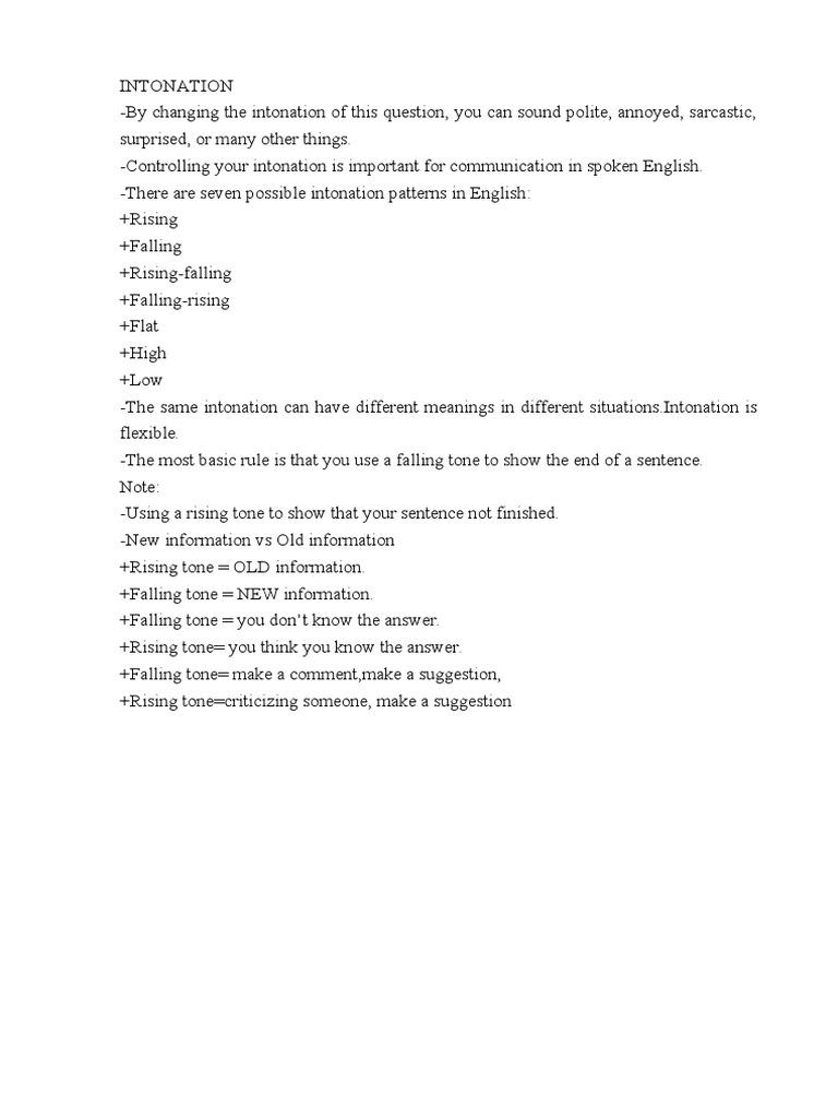Understanding English Intonation Patterns | PDF | Career & Growth ...