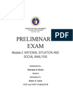 Preliminary Exam: Module 2: National Situation and Social Analysis