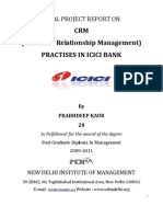 CRM (Customer Relationship Management) Practises in Icici Bank