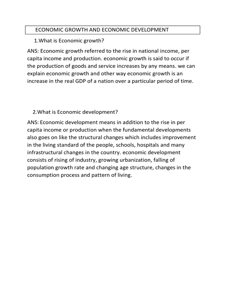 Economic Growth And Economic Development PDF Economic Growth