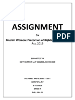 Assignment: Muslim Women (Protection of Rights On Marriage) Act, 2019